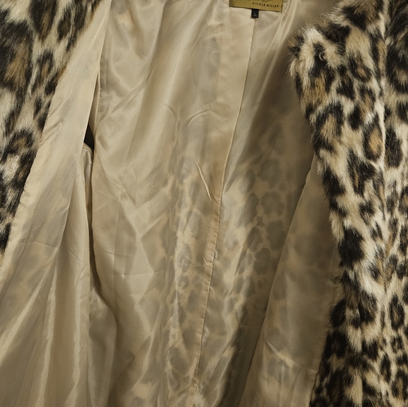 NICOLE MILLER faux fur Leaopard Coat- Sz US Large - Picture 6 of 8